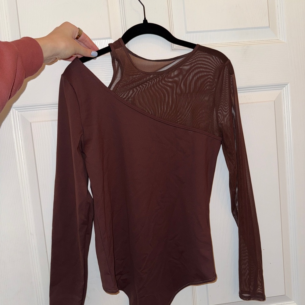Abercrombie & Fitch Red Asymmetrical Long Sleeve Bodysuit